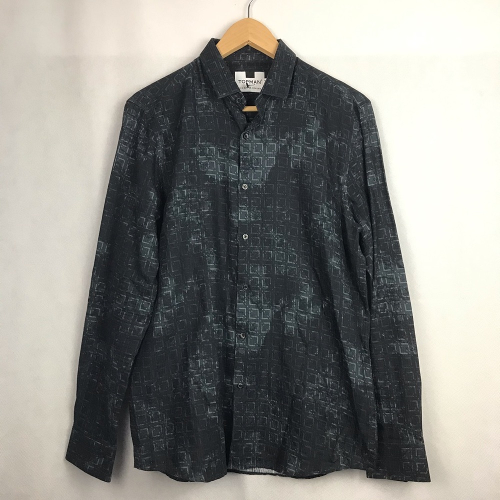 Topman Men's Size Medium Button Up Casual Long Sleeve 100% Cotton Shirt